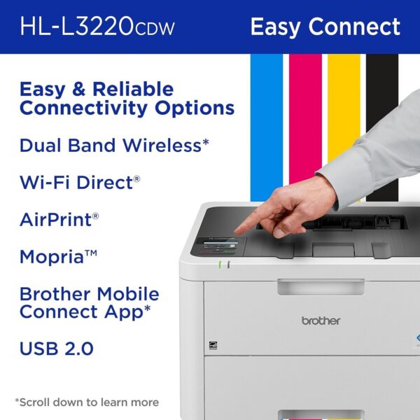 Brother HL-L3220CDW Wireless Compact Digital Color Printer with Laser Quality Output, Duplex and Mobile Device Printing | Includes 4 Month Refresh Subscription Trial¹, Amazon Dash Replenishment Ready - Image 6