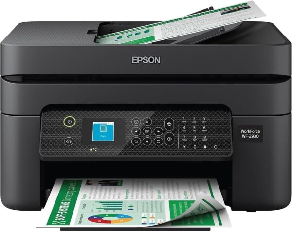Epson Workforce WF-2930 Wireless All-in-One Printer with Scan, Copy, Fax, Auto Document Feeder, Automatic 2-Sided Printing and 1.4" Color Display,Black